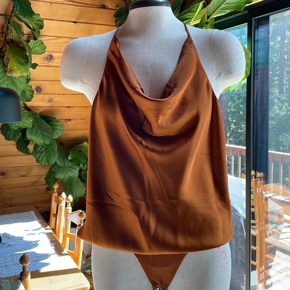 NWT copper cowl front bodysuit